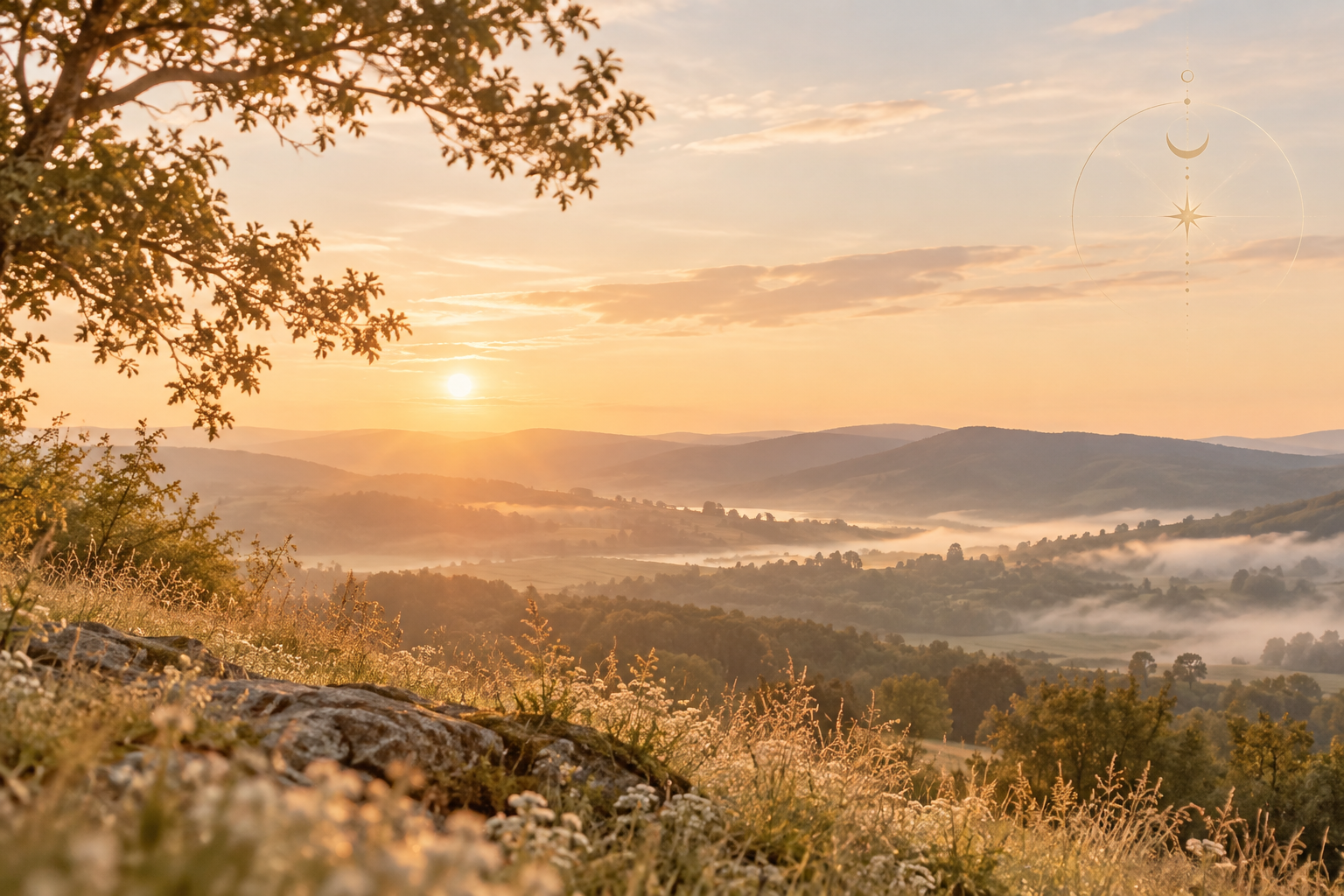 Ruhige Landschaft im warmen Abendlicht